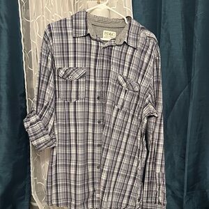 PD&C Men's Gray and White Plaid Button Down Shirt